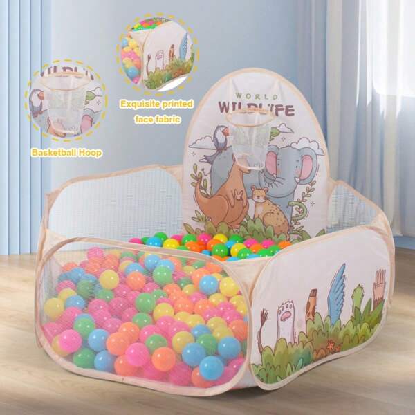 RonHam 1 pezzo Tenda da gioco per bambini, beige con disegni di animali carini, tenda casa gioco pop-up, tenda da gioco pieghevole per bambini, regalo ideale per ragazzi e ragazze, giocattolo per uso domestico e tempo libero