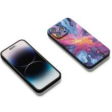 The Phone Case Features A Vibrant Explosion Of Colorful Paint Splashes, With Hues Of Pink, Orange, Blue, And Purple Radiating Outward From A Central Point. 1pc  Phone Case For Apple  16 15 14 13 12 11Plus Pro Max SE Series Phone Case For  Friends, Girlfriends, Boyfriends, Family Or Yourself. - 黑色 - 查看 2