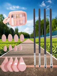 4pcs Size Concealer Brush Set - Selected Soft Bristles For Precise Application Of Concealer, Different Brush Sizes Fit Various Concealing Areas, Easily Cover Under-Eye And Nose Wing Imperfections, Suitable For Daily Commuting And Touch-Ups On Dates, Creating A Flawless Base Makeup. - Black - View 1