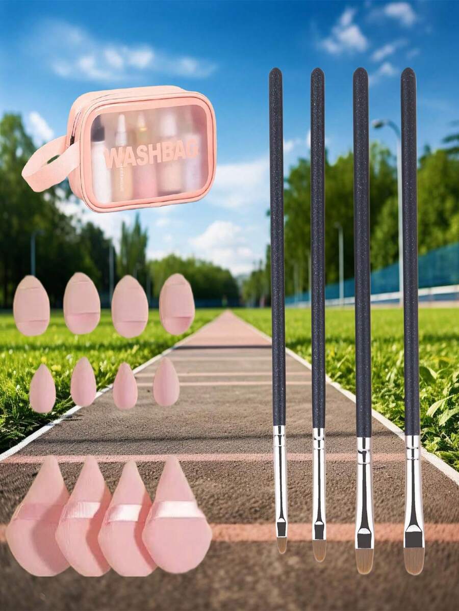 4pcs Size Concealer Brush Set - Selected Soft Bristles For Precise Application Of Concealer, Different Brush Sizes Fit Various Concealing Areas, Easily Cover Under-Eye And Nose Wing Imperfections, Suitable For Daily Commuting And Touch-Ups On Dates, Creating A Flawless Base Makeup. - Black - View 1