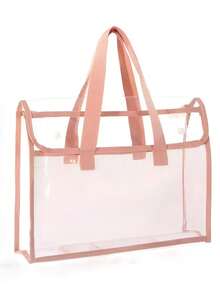 1pc Large-Capacity Portable Folder, Transparent Waterproof Hand-Held Bag, Handheld Expandable Folder, File Storage Bag Inserted Into Organizations, Office Supplies, Student File Bag School Supplies, School Supplies,Back To School