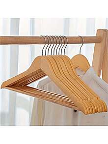 5/10pcs Solid Wood Clothes Hanger, Clothing Store, Hotel, Household Clothes Hanger, Bedroom Clothes Drying Rack, Hanging Hanger, Wooden - Multicolor - View 5