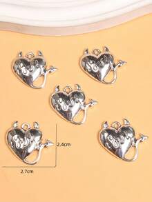5pcs Silver-Plated Punk Style Skeleton Pendant DIY Charm Jewelry Craft, Halloween M601 - Silver - View 4