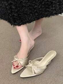 Sexy Soft Sole French Style Slippers For Women, Thin Heeled Outdoor Wear, New Summer 2025 Fairy Elegant High Heel Sandals, Fashionable,Kitten Heels - Silver - View 4