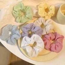 7 pièces Chouchous pour cheveux style marguerite/crème fouettée, élégants et polyvalents, pour le printemps/été, supports de queue de cheval, élastiques à cheveux, bandes en caoutchouc pour cheveux