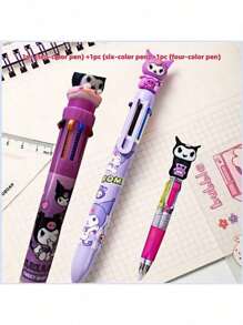 bandai 1 pennenset met 10 kleuren in de vorm van een cartoonfiguur (1 pen met 10 kleuren), schattige creatieve etui met tandpasta in de vorm van een kat, leuke organizer voor op het bureau van een student, cadeaudoos voor kantoorbenodigdheden, cartoonbalpen, set van 10 balpennen - snel drogende inkt, medium punt, leuke set kantoorbenodigdheden, geschikt voor tieners, krabbels, markeren, leuke etui, terug naar school