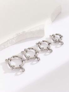 1pc Spring Buckle DIY Stainless Steel Slingshot Clasp Single Connector For Bracelet, Pearl Necklace, Cross-Border Steering Wheel Accessory - Silver - View 1