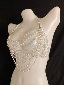 Sexy Lingerie Sexy Body Chain For Women, Men & Crossdressers – Acrylic, Crystal, Sequins Chest Harness,Pear Sexy Bra Hollow-Out Pendant Vest, Hot Girl Bra Accessories For Nightclubs, Parties, Hotels, Carnivals, Couples