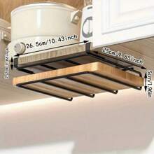 1pc Non-Drilling Kitchen Cabinet Storage Rack - Multi-Function Metal Organizer Shelf, Suitable For Cutting Board, Easy Installation, Space Saving Design, Ideal For Kitchen & Dining Room, Metal Wall Mount Rack, Practical Shelf