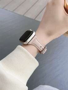 实心PU表带，兼容 42mm、38mm、40mm、41mm、44mm、45mm、46mm、49mm，时尚智能手表替换表带，适用于Series Ultra2、Ultra SE2、SE 11、10、9、8、7、6、5、4、3、2、1等型号，女士风格，可作为返校礼物 - 粉色 - 查看 3