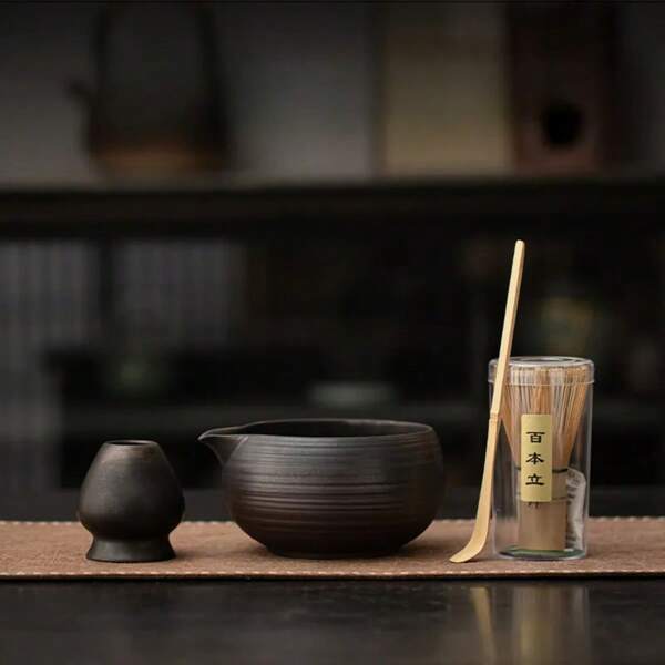 4pcs/Set Japanese Matcha Tea Set - Elegant Ceramic Design, Ideal For Matcha Lovers - Perfect Gift For Christmas, Thanksgiving And Mother's Day, Matcha Green Tea Set | Elegant Ceramic Wares | Exquisite Ceramic Design, Tea Party Supplies, Daily Household