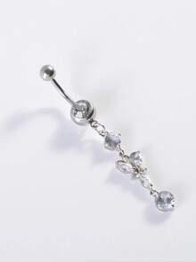 1 件时尚长款蝴蝶圆形合成锆石肚脐环，适合女士，身体穿孔派对饰品 - 蝴蝶 - 查看 8