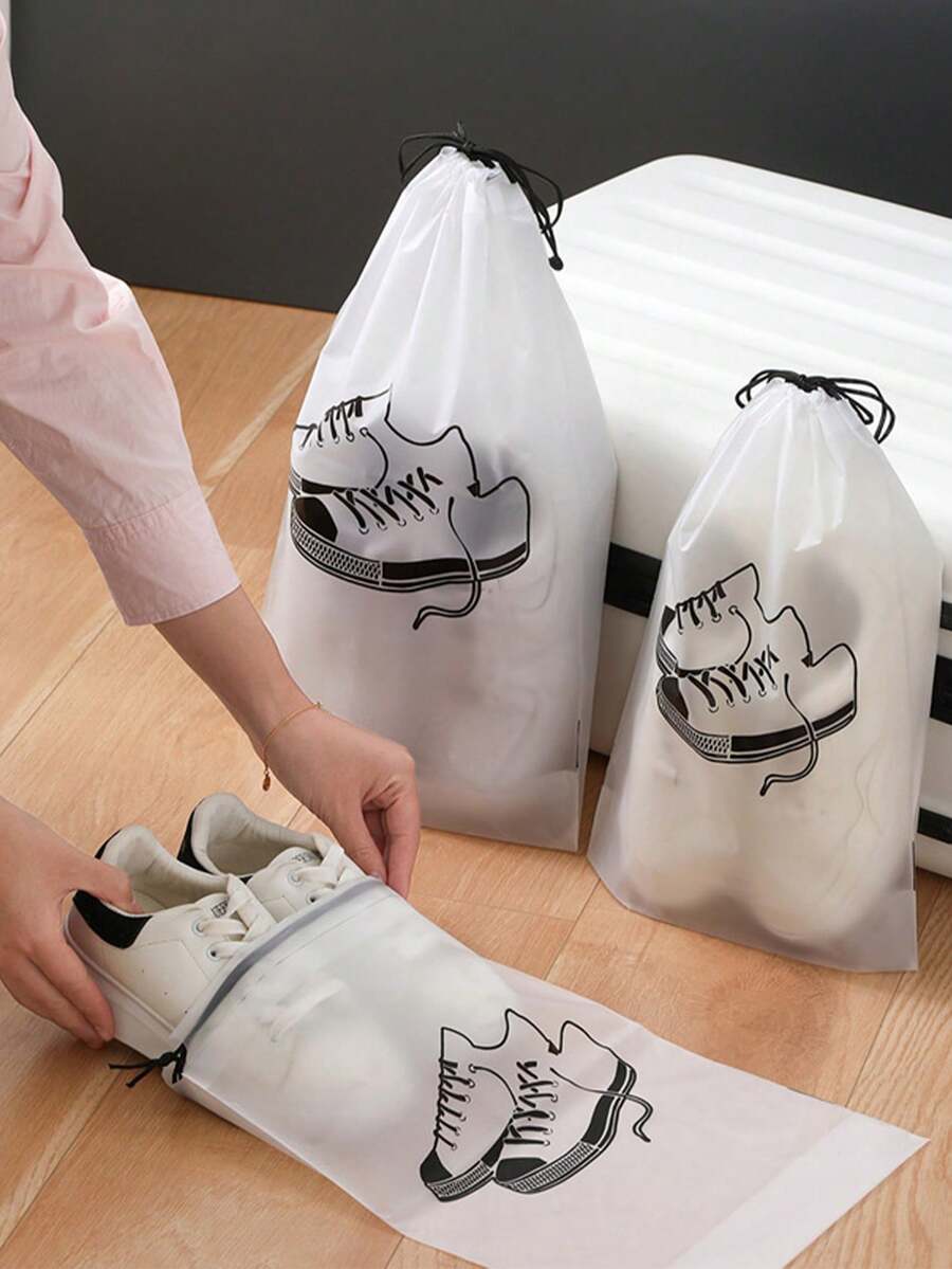 5/10pcs Clear Travel Shoe Bags With Drawstring Closure - 16.9x11.4 Inch Large Portable Shoe Storage Organizers For Men & Women, Durable Plastic Shoecases For Airplane, Train, Hotel Travel Essentials, Shoes Organizer Storage Travel Organizer Drawstring Shoes Pouch Shoes Cover Dust-Proof For Women Packing Cubes Cruise Essentials Vacation Essentials - Multicolor - View 1