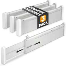 HiYZ Expandable Drawer Dividers - 12.6-22.8'' Adjustable Drawers Organizers For Kitchen Utensils, Drawer Separators In Bedroom, Dresser, Office, Bathroom, Fridge, 3 Pack Long Dividers-Gray