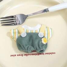 (仅限玩偶服装) 全新正品原装第一代/第二代/第三代 17 厘米 LLABUBU 服装适用于 Labobo 小雕像 LBB10cm 小雕像玩偶 2 件背带裤套装，可爱小猫爪印背带，无属性 - 彩色 - 查看 5