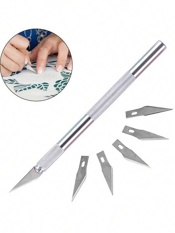 Edelstahl-Schnitzermesser-Set mit Ersatzklingen - langanhaltend, präzise Werkzeuge zum Basteln, Hobbyarbeiten, Gravieren und Handys reparieren | Elegantes Messerset | langanhaltend Bastelwerkzeug, Messer-Zubehör
