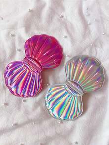 Shiny Shell Makeup Mirror, Double Sided Magnifying Handheld Compact Folding Makeup Mirror, Mini Travel Cosmetic Mirror, Elegant Small Gift For Party - Multicolor - View 7