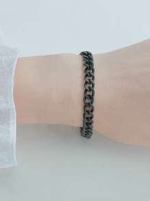Herren Stilvoller schwarzer Figaroketten-Armband - 8 mm Breite, Gunmetall-Finish - Modeaccessoire & ideales Geschenk für ihn