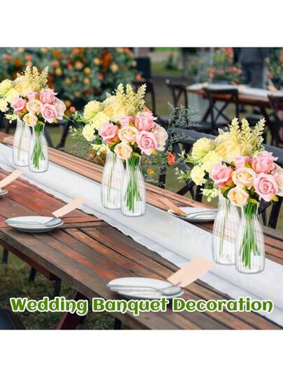 1/5/8/ Plastic Gestreepte Vase Set, Transparent Bloemen DIY Various Bouquets ations, Fit Tabletop, Wedding, Home, Home Room Flower Glass view 2