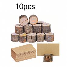 5/10pcs Wooden Log Memo Clips - With Wooden Clips, Wooden Bark, Memo Clips, Natural Wooden Log Memo Holders And Wedding Log Pattern Clips,Back To School,School Supplies