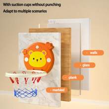 Kids Cartoon Animal Basketball Stand Set, Includes Mini Ball And Pump - Wall Mounted, Indoor & Outdoor Use, Suitable For Boys And Girls