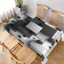 1/20pcs Grey White Geometric Minimalist Style Tablecloth,Elegant, Water-Resistant, And Easy-To-Clean Fabric For Kitchen Dining, Buffet Table, Holiday Dinner, Party, Banquet, Restaurant, Wedding, And Home Decoration - Perfect For Any Occasion - Multicolor - View 2