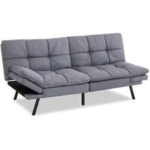 Futon Sofa Bed, Mid-Century Modern Memory Foam Loveseat,Small Euro Lounger Sofa For Compact Living Spaces,Apartment,Dorm,Studio,Guest Room,Home Office/Cushion,Grey - None - View 4