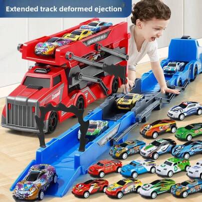 Véhicule de construction transformable à éjection, jouet de voiture en alliage pour enfants, cadeau pour garçon, gros camion, cadeau d'anniversaire/de Noël, pour les 3-9 ans