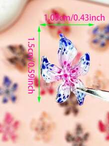 100 Peças Encantos de Unha com Flores, Encantos de Arte de Unha 3D, Jóias de Unha Floral Fofas, Strass de Unha Mistos de Cores, Gemas de Resina para Unhas, Acessórios de Unhas para Primavera e Verão, Decorações de Manicure para Mulheres