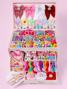 153/858/861/908pcs Pastel Color Hair Accessories Set, Includes Mesh Bow Clips, Rhinestone Bow Clips, Multi-Color Textured Bow Clips, Mesh Rhinestone Bow Clips, Chiffon Flower Clips, Faux Flower Clips, Mesh Bow Scrunchies, Star BB Clips, Mini Claw Clips And Multi-Color Thin Hair Ties, Suitable For Girls And Women For Daily, Party, Travel Use To Create Sweet And Cute Looks