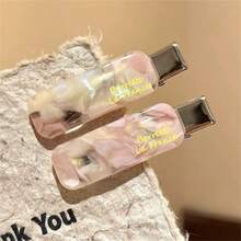 2 件时尚醋酸纤维侧刘海，鳄鱼发夹，优雅发饰，扁平爪夹，鳄鱼发夹，发夹，发夹，发夹 - 多色 - 查看 16