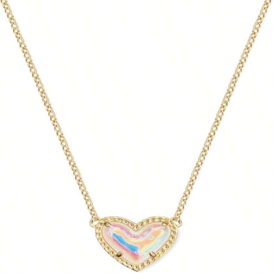 WARMDAY Gold Heart Necklace For Women,14k Gold Plated Heart Synthetic Gemstone Pendant Dainty Gold Necklace Delicate Box Gold Womens Non Tarnish Jewelry Valentine'S Day Birthday Gifts For Women Her Y2k Accessories - G-multi Colour 06-one Side - View 1
