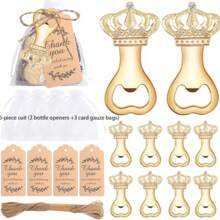 12pcs/Set Gold Crown Bottle Opener, Suitable For Birthday Party, Wedding Gift, Bridal Shower, Valentine's Day Gift, Wedding Favors, Party Supplies, Couple Gift