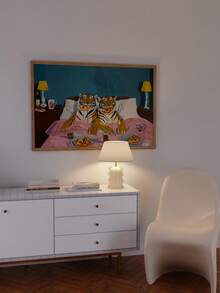 1 件无框墙面艺术画，极简主义老虎印花，多巴胺卧室装饰，送给妻子的礼物，情人节礼物，爱情海报，披萨艺术印刷品，舒适的家居装饰