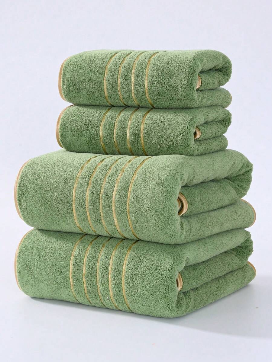 1 Stück/2 Stücke Luxus Gold Faden gesäumtes Korallen Samt Super Weich Extra Große Badetücher, Schnelltrocknend, Nicht Ausziehend, Saunatuch, Hochabsorbierend, Super Weich (Leicht & Dünn), Praktisch, Gästetuch, Hochwertige Dusch Handtücher, langanhaltend Badezimmer Accessoire, Perfektes Geschenk für Partner Dusch Handtücher für Schönheitssalon, Hotel Sport, Zuhause Essentials, Handtuch, Hautpflege - Grün - Übersicht 1