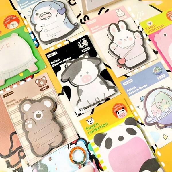 Set de 40/80 notas adhesivas lindas, notas adhesivas con diseños de dibujos animados de animales, diseños creativos de grupos de animales, mini notas, bloc de notas recordatorio de mensajes, notas adhesivas para el refrigerador, para relleno de bolsas de fiestas escolares, notas adhesivas de oficina, regalos de clase para estudiantes (estilos aleatorios)