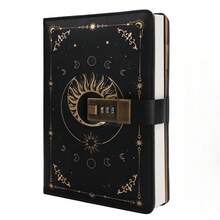 A5 Vintage Sonnenmuster Notizbuch mit Schloss, unisex, nachfüllbar, 224 nummerierte Seiten, Lernmaterial, Schulanfang - A5 - Übersicht 13