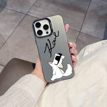 Etui na telefon z rysunkowym kotem i podpisem projektanta, kompatybilne z modelami 16, 15, 14, 13, 12, 11 Pro Max, X, XR, XSMAX, 8, 7 Plus, z odpornym na wstrząsy matowym tyłem.