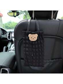 1pc New Car Tissue Box Elegant Puff Grid Car Seat Hanging Drawer Paper Box Car Tissue Drawer