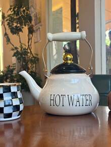 1 件，陶瓷手柄简约字母梨形搪瓷水壶，四季耐热热水壶，茶壶，咖啡壶，炉边烤茶的茶壶，节日和生日赠送亲朋好友的礼品壶