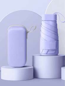 1 件优质紧凑型折叠太阳伞，防紫外线和防雨，轻便防风便携式迷你雨伞，带便携包 - 纯黑色乙烯基，男女皆宜，非常适合旅行、海滩、办公室和日常使用 | 便携式口袋雨伞 | 返校用品 - 彩色 - 查看 11