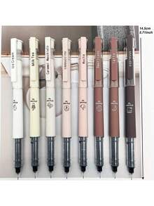 6pcs Coffee-Themed Quick-Drying Liquid Ink Gel Pens, Non-Leaking Soft Touch Pens, Suitable For Note-Taking, Drawing, School & Office Supplies, Stationery For Teens, Students, Children, Ballpoint Pens, Office Supplies, Pens, Halloween, Spring Festival, Christmas Gifts - Multicolor - View 3