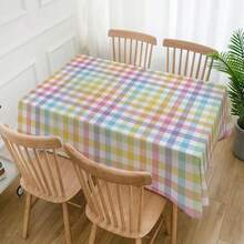 1/20pcs Easter Spring Themed Tablecloth,Colorful Checkered Table Cover,Rectangular Polyester Tablecloth,Easter Home Decoration,Festive Party Decor For Indoor & Outdoor,Easter Decoration,Easter Gifts - Multicolor - View 1