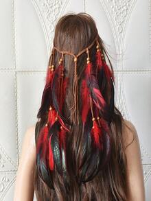 1 件女式多色纯色波西米亚流苏羽毛头饰花朵头带，新娘婚礼旅行派对装饰优雅发饰，适合日常使用万圣节