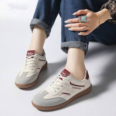 2025新款女士户外运动休闲鞋，拼色复古运动鞋，时尚运动鞋，百搭日常跑步鞋，舒适软底，学生鞋
