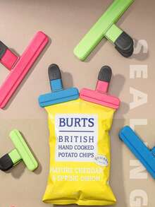 1/5 piezas Clip para bolsas de patatas fritas, es un clip de plástico resistente, duradero y hermético utilizado para el almacenamiento de alimentos. El clip para bolsas de alimentos es un clip de sellado fuerte utilizado para el embalaje de aperitivos de cocina, a prueba de fugas y a prueba de humedad. - Multicolor - Ver 2