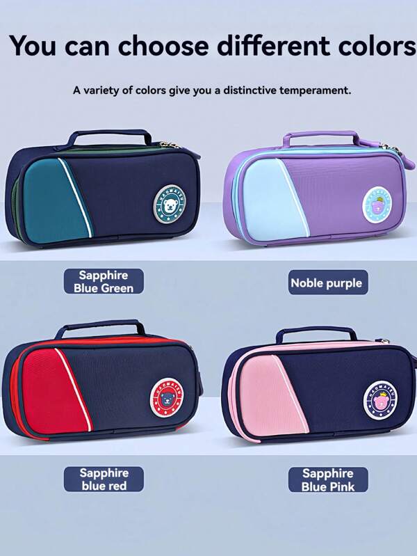 1pc British Style Large Capacity Pencil Case Simple Cute Boys' And Girls' Stationery Box Primary School Pencil Case Portable Pencil Case.,Back To School,School Supplies,Pencil Pouch,School Bag