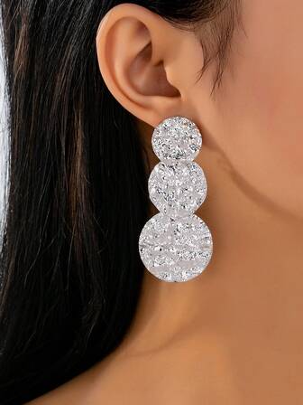 1 Pair Fashionable, Simple, Textural, Round Shape Combination Earrings With European & American Style