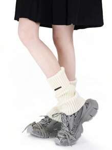 1-3 Pairs Of White Ruffled Warm Leg Covers With Metal Tags, And Fashionable To Wear