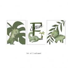 Custom Canvas Wall Art - Personalized Dinosaur Wall Art, Boys Room Decor, Set Of 3 Prints, Custom Name Poster, Dinosaur Print, Nursery Wall Art, Dinosaur Decor Frameless, High Quality Material, Unique Gift Idea Gifts Birthday Graduation Optional Frame,Graphic Print - Multicolor - View 38
